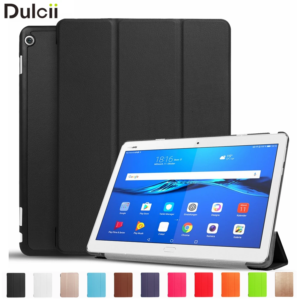 Dulcii M3 lite 10 чехол для huawei MediaPad Lite Обложка Shell PU кожа Tri fold Стенд Tablet ноутбук защиты