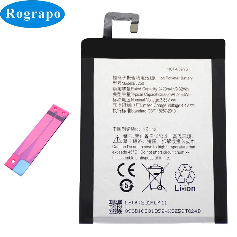 2500mAh BL250 Mobile Phone Replacement Battery Bateria Batterij Accumulator For Lenovo Vibe S1 S1a40 BL-250 BL 250
2500mAh BL250 Mobile Phone Replacement Battery Bateria Batterij Accumulator For Lenovo Vibe S1 S1a40 BL-250 BL 250