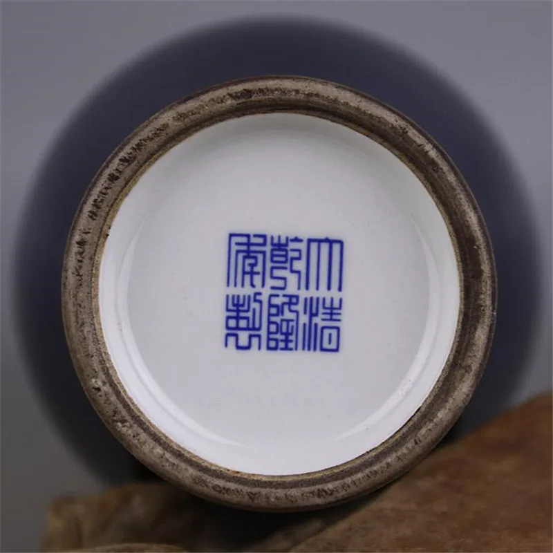 Qing Dynasty Qianlong годовая синяя и однотонная глазурованная Сливовая ваза ручной