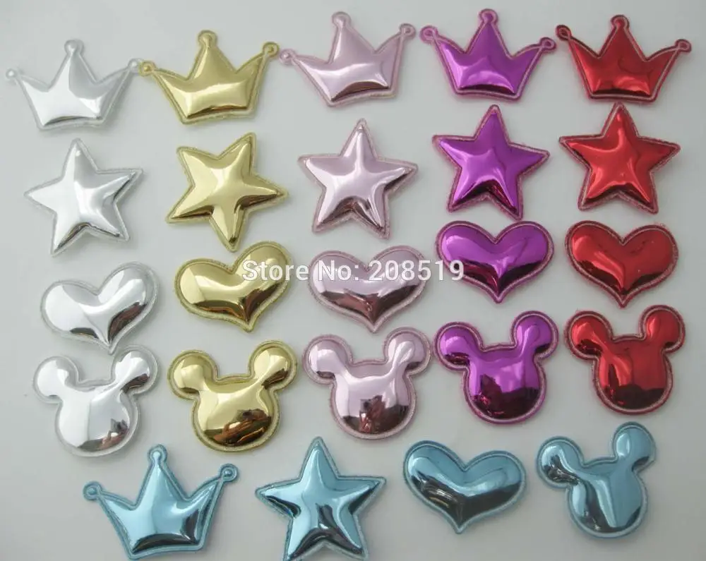 60pcs Embossing padded appliques Star/crown/heart/micky shiny colorDIY hair accessories apparel ornament
60pcs Embossing padded appliques Star/crown/heart/micky shiny colorDIY hair accessories apparel ornament