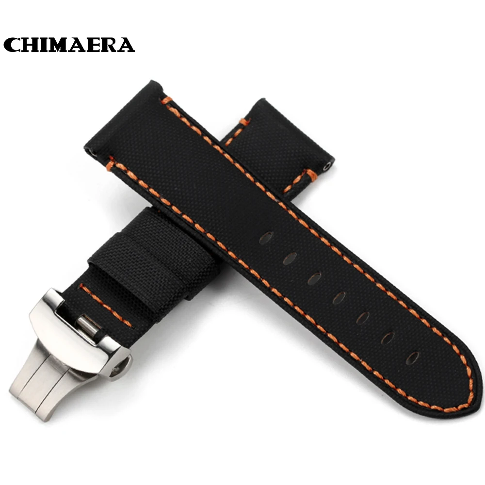 CHIMAERA 24mm Farbic+Leather Watchband For PAM Balck Vintage New fashion Watch Band Deployment buckle Watch Strap
CHIMAERA 24mm Farbic+Leather Watchband For PAM Balck Vintage New fashion Watch Band Deployment buckle Watch Strap