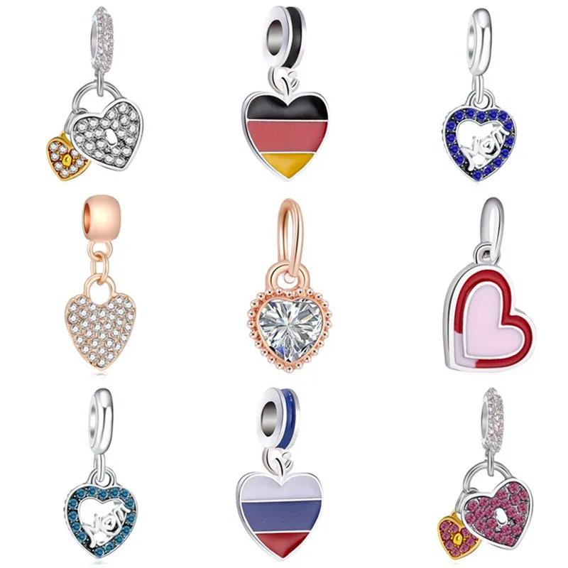 Hot Sale National Flag Lock Crystal Heart Pendants Beads Fit Pandora Charms Bracelets Women Making Jewelry Valentine's Day Gifts
Hot Sale National Flag Lock Crystal Heart Pendants Beads Fit Pandora Charms Bracelets Women Making Jewelry Valentine's Day Gifts