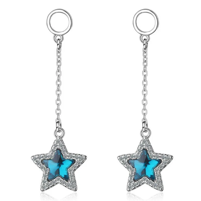 New Fashion Personality Silver Plated Jewelry Long Blue Stars Five-pointed Super Fairy Girl Crystal Dangle Earrings XZE245
New Fashion Personality Silver Plated Jewelry Long Blue Stars Five-pointed Super Fairy Girl Crystal Dangle Earrings XZE245