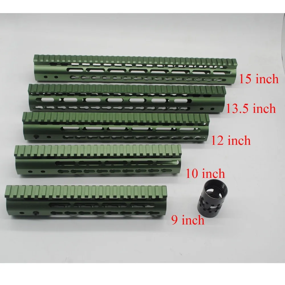 

TriRock 7,9,10,12,13.5,15'' inch Olive Green Anodized Slim Keymod Handguard Rail Mount System Aluminum For AR-15/M4/M16