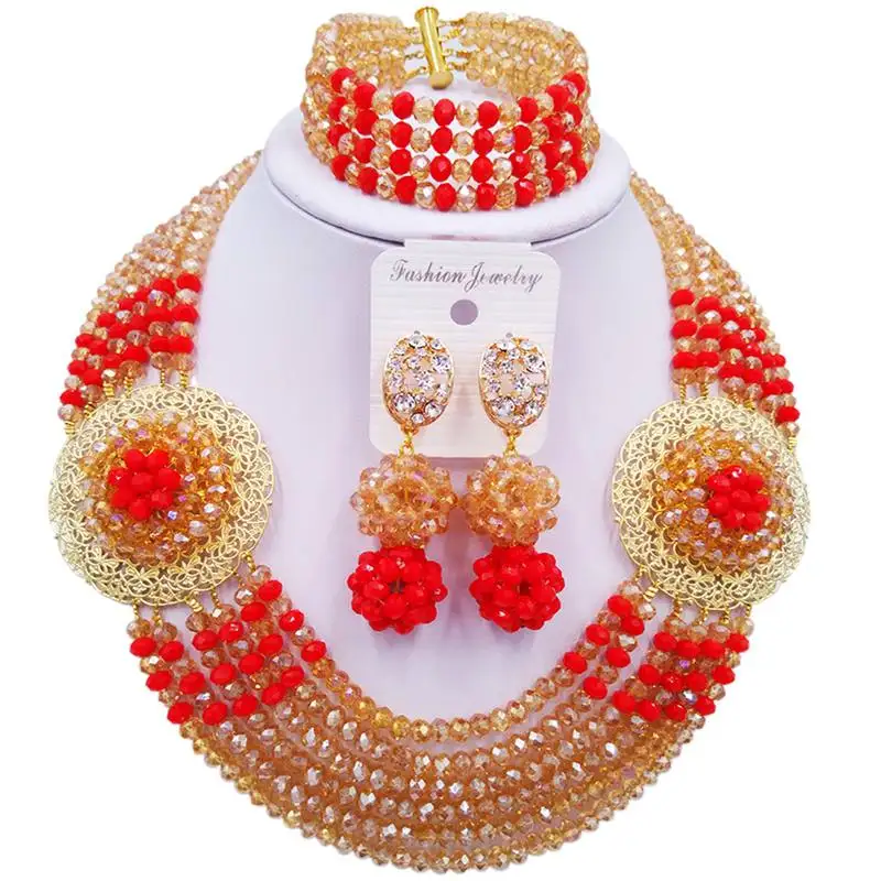 Unique Champagne Gold AB Opaque Red Crystal Women Necklace Sets for Party or Other Occasion 6C-SPHJZ-04
Unique Champagne Gold AB Opaque Red Crystal Women Necklace Sets for Party or Other Occasion 6C-SPHJZ-04
