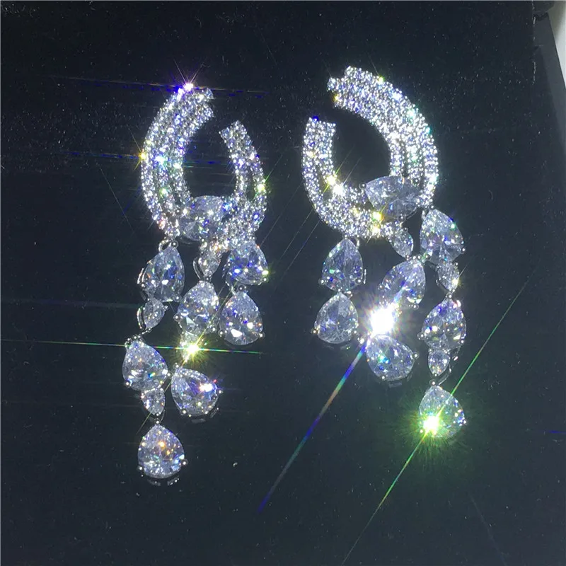 Vecalon Elegant Water Drop Dangle earring AAAAA Zircon Cz 925 Sterling silver Party wedding Drop Earrings for women Jewelry
Vecalon Elegant Water Drop Dangle earring AAAAA Zircon Cz 925 Sterling silver Party wedding Drop Earrings for women Jewelry