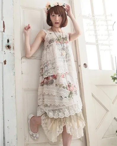 Женское платье с цветочным кружевом Mori Girl богемное хиппи в стиле бохо