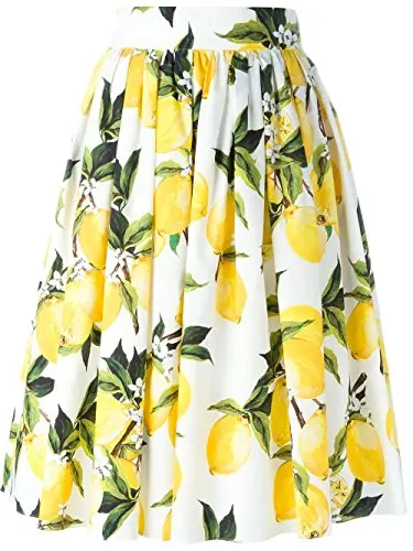 Women's Lemon Floral Printed High Elastic waist Vintage skirts A-line Midi Skater Flared Pleated Skirt
Women's Lemon Floral Printed High Elastic waist Vintage skirts A-line Midi Skater Flared Pleated Skirt