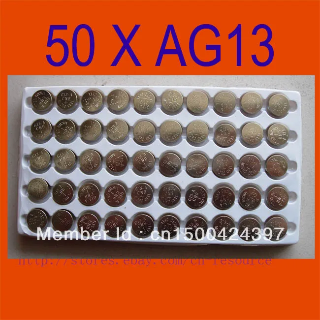 50 шт. AG13 кнопочные аккумуляторы AG 13 G13 LR44 A76 N Доставка авиапочтой с номером