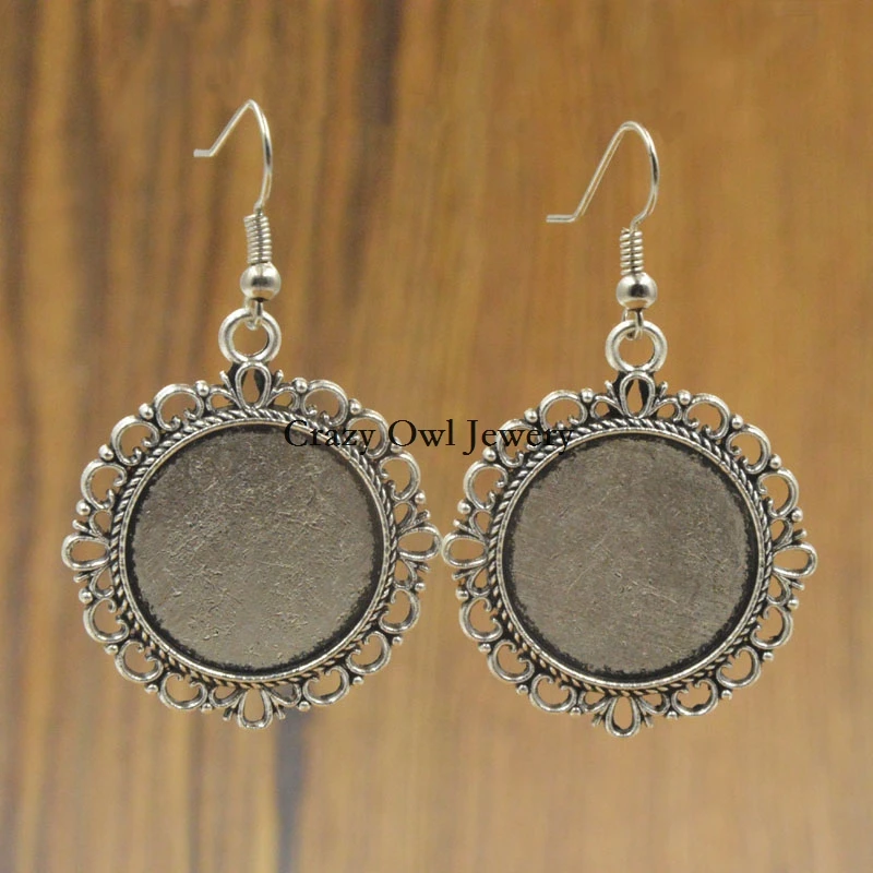 20pcs/lot 20mm DIY Findings Antique Silver Round Jewelry Earring Cabochons Settings Blanks Bezel Y1279 | Украшения и аксессуары