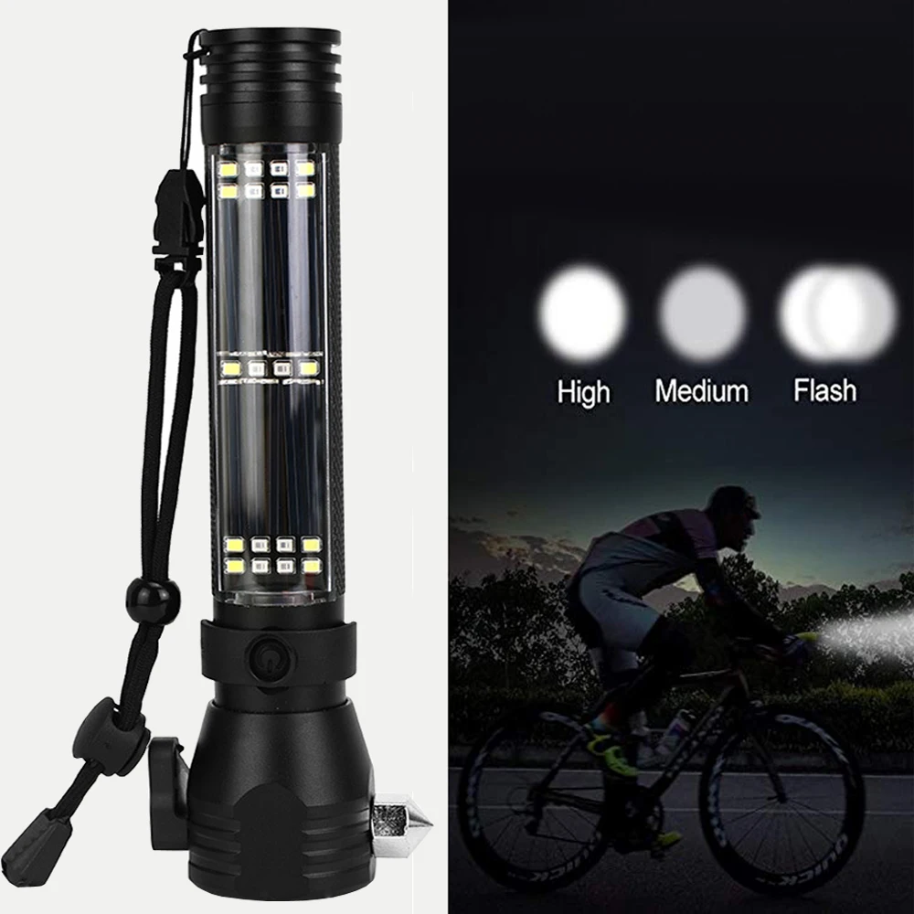 9 in1 Solar Power LED Flashlight Multi-Functional Bicycle Light Safety Hammer Torch Light Emergency Light By 18650 battey
9 in1 Solar Power LED Flashlight Multi-Functional Bicycle Light Safety Hammer Torch Light Emergency Light By 18650 battey
