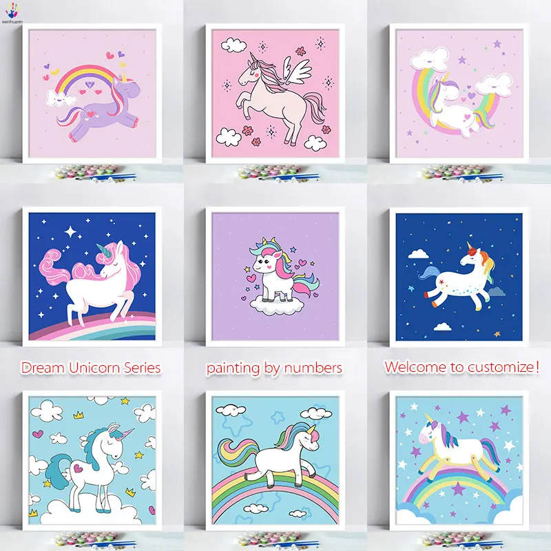 Diy Краска по номерам картина с наборами серия Dream Unicorn Милая декоративная висячая