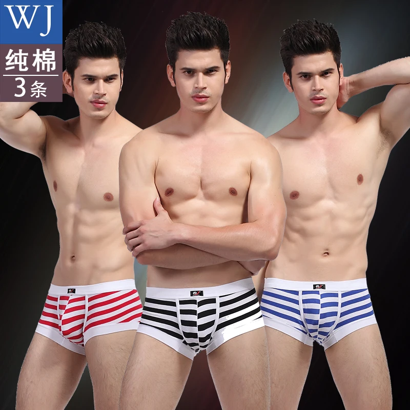 3pcs/lot WJ men's underwear striped cotton pants four angle male youth fashion 3013PJ
3pcs/lot WJ men's underwear striped cotton pants four angle male youth fashion 3013PJ