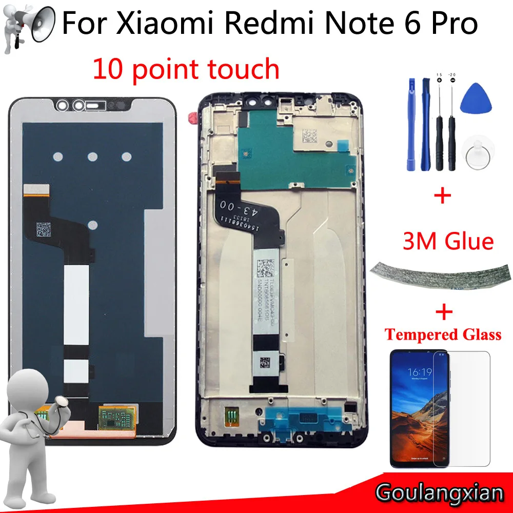 ЖК дисплей с рамкой и дигитайзером сенсорного экрана в сборе для Xiaomi Redmi Note 6 pro 26