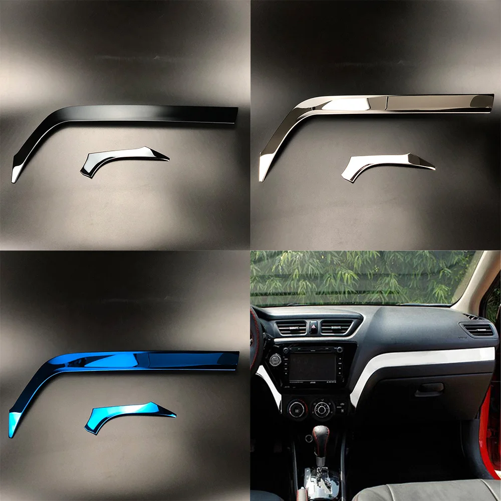 

Car-styling Interior Stainless Steel Center Console Dashboard Decorative Overlays trim Sticker Case fit For Kia K2 Rio 2011-2016