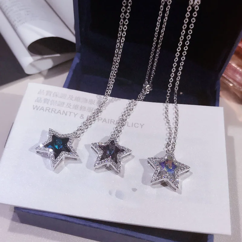 Fashion Quality New Designer Super Sparkling Pentagon Star Pendant Pure 925 Sterling Silver Chain Necklace Trendy Women Bijoux
Fashion Quality New Designer Super Sparkling Pentagon Star Pendant Pure 925 Sterling Silver Chain Necklace Trendy Women Bijoux