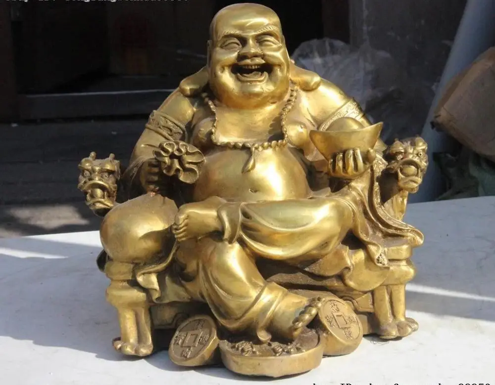 Chinese Folk Brass Copper Auspicious Yuan Bao Money Happy Maitreya Buddha Statue
Chinese Folk Brass Copper Auspicious Yuan Bao Money Happy Maitreya Buddha Statue