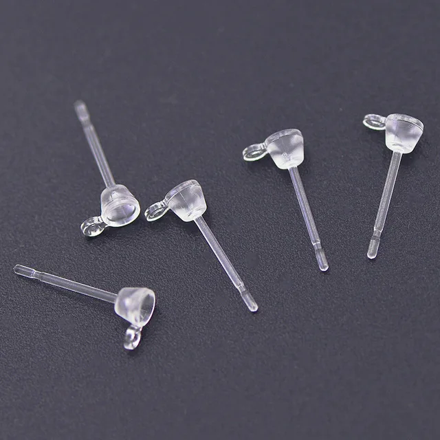 Серьги-гвоздики для изготовления ювелирных изделий прозрачные пластмассовые 20