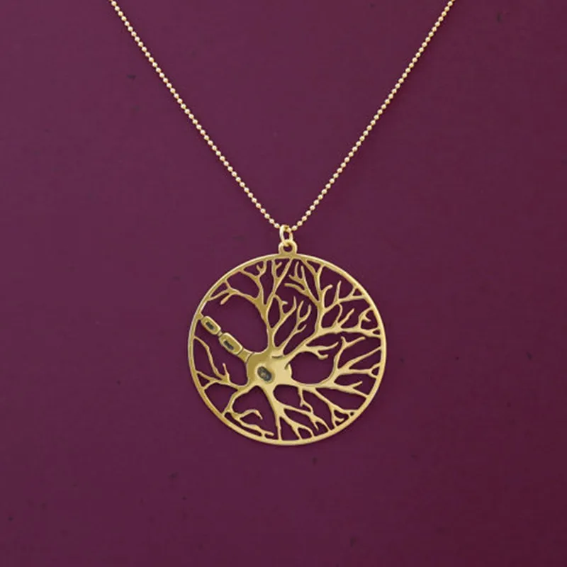 Neuron in a circle necklace psychology necklace biology jewelry 24 Karat necklace
Neuron in a circle necklace psychology necklace biology jewelry 24 Karat necklace