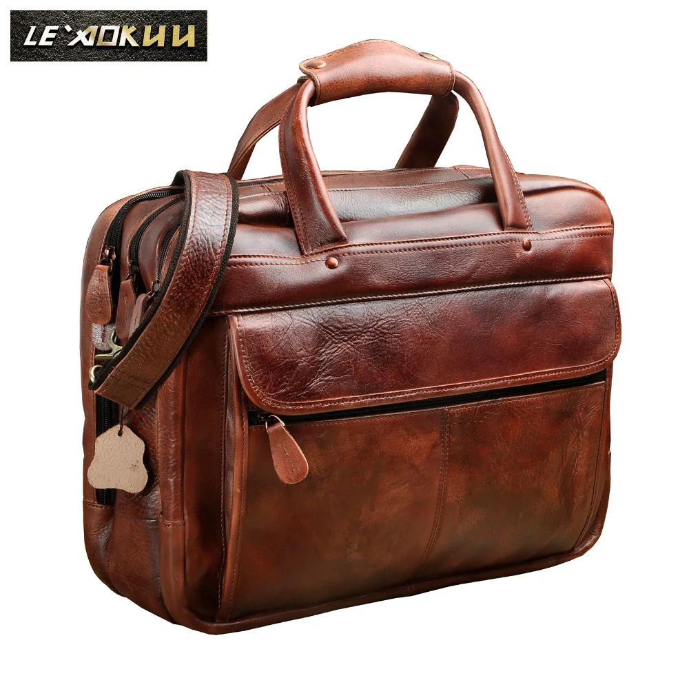 Men Original Leather Retro Fashion Travel Briefcase Business 15.6" Laptop Case Design Attache Messenger Bag Portfolio B1001w
Men Original Leather Retro Fashion Travel Briefcase Business 15.6" Laptop Case Design Attache Messenger Bag Portfolio B1001w