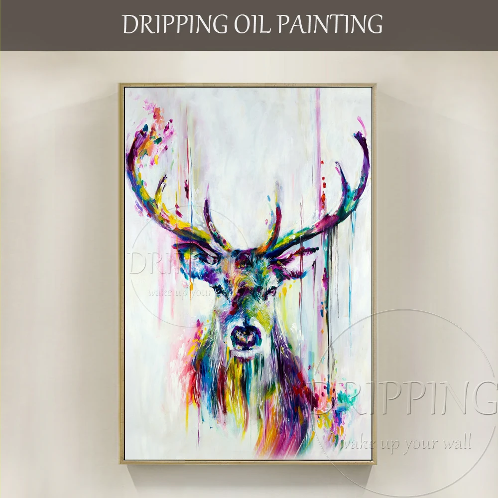 Rich Colors Hand-painted High Quality Abstract Stag Oil Painting on Canvas Colorful Animal Stag Deer Oil Painting Decoration
Rich Colors Hand-painted High Quality Abstract Stag Oil Painting on Canvas Colorful Animal Stag Deer Oil Painting Decoration