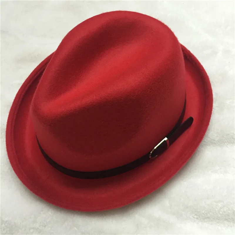 2019 Новая мода Элегантный Винтаж осень зима ремень Красный Fedora шапки для женские