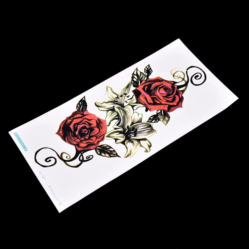 3D 10*20cm Stereo Rose Flower Tattoos Sticker Body Art Big Red Flowers Circle Design Temporary Fake Flash Tattoo Sticker
3D 10*20cm Stereo Rose Flower Tattoos Sticker Body Art Big Red Flowers Circle Design Temporary Fake Flash Tattoo Sticker