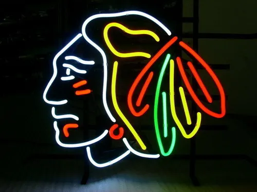 Бизнес неоновая вывеска для НХЛ Чикаго Блэкхокс Хоккей Реал стеклянная трубка