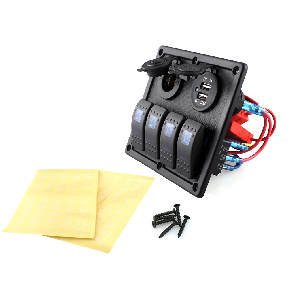 New 2020 Switch Panel 12V Power Socket Double USB Power Charger Adapter Blue 4 Gang LED Switch Panel For RV Boat
New 2020 Switch Panel 12V Power Socket Double USB Power Charger Adapter Blue 4 Gang LED Switch Panel For RV Boat