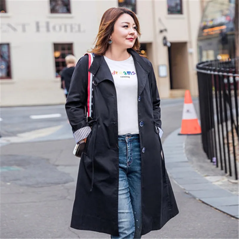Plus size 6XL 2019 Women Drawstring Windbreaker Coat Spring Loos Long Trench Coats Women's Fashion Standing collar Overcoats
Plus size 6XL 2019 Women Drawstring Windbreaker Coat Spring Loos Long Trench Coats Women's Fashion Standing collar Overcoats