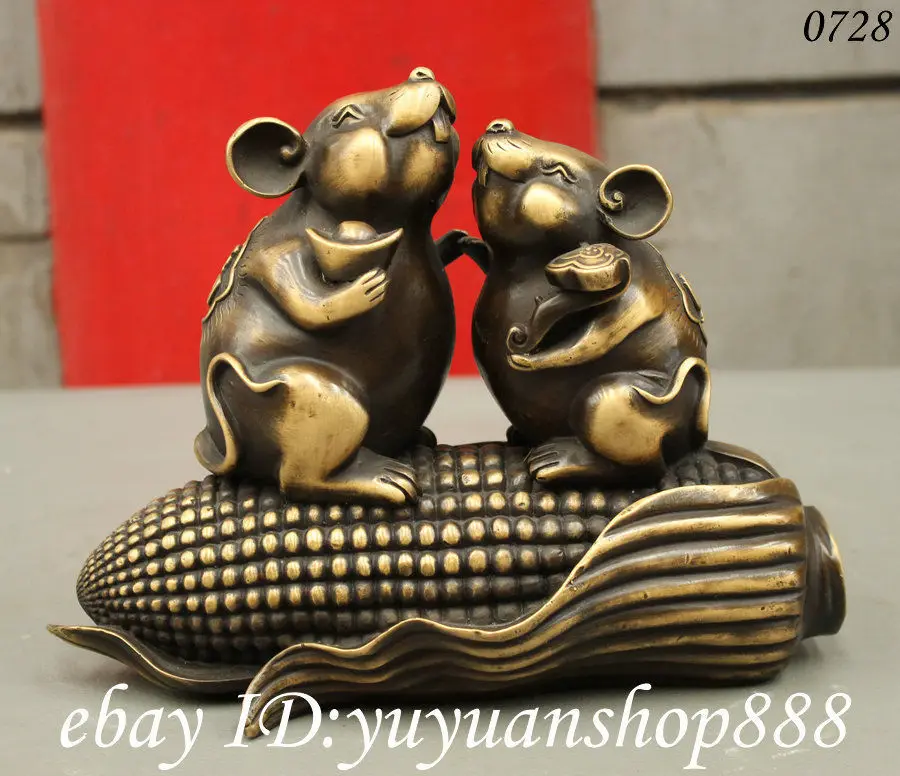 9" Chinese Pure Bronze Wealth 2 Happy Mouse Rat Hold RuYi Yuanbao On Corn Statue Garden Decoration Brass Bronze
9" Chinese Pure Bronze Wealth 2 Happy Mouse Rat Hold RuYi Yuanbao On Corn Statue Garden Decoration Brass Bronze