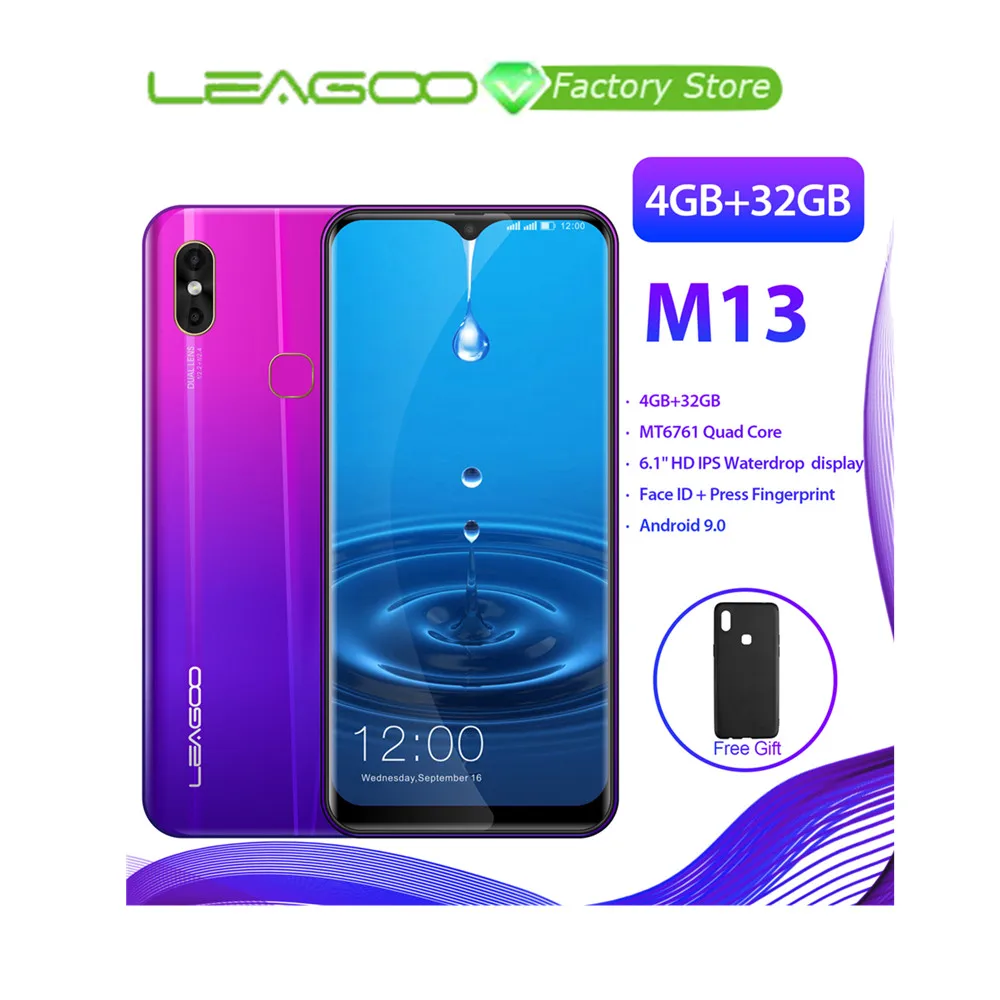 LEAGOO M13 смартфон с 6 1 дюймовым дисплеем четырёхъядерным процессором MT6761 ОЗУ 4 Гб