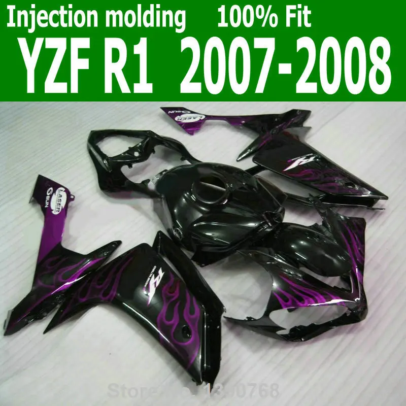 INJECTION Fairings For YAMAHA YZF R1 07 08 ( Black + pink / purple flame ) yzfri free shipping fairing kit CQ34
INJECTION Fairings For YAMAHA YZF R1 07 08 ( Black + pink / purple flame ) yzfri free shipping fairing kit CQ34