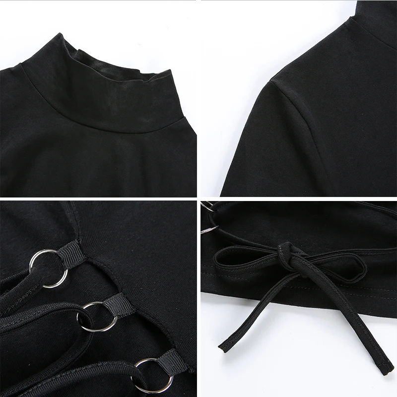 Rockmore Black Bodycon Gothic Punk Style T-shirt Women Long Sleeve Cotton Lace Up T Shirts Female Casual Streetwear Top Tee 2019
Rockmore Black Bodycon Gothic Punk Style T-shirt Women Long Sleeve Cotton Lace Up T Shirts Female Casual Streetwear Top Tee 2019