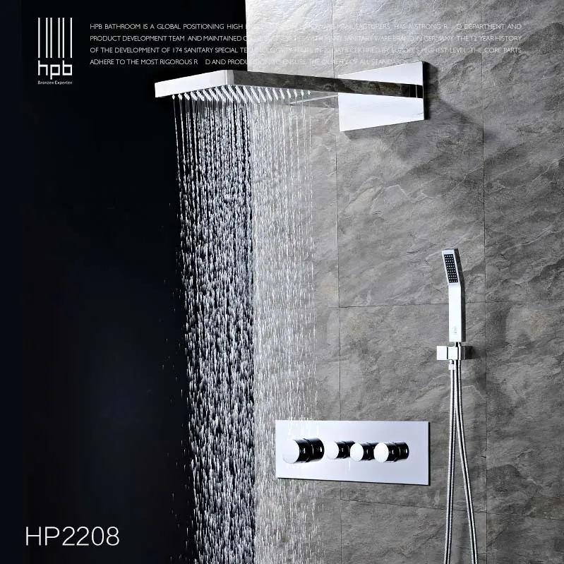 HPB Brass Thermostatic Bathroom Water Mixer Wall Mounted Bath Shower Panel Set Faucet torneira banheiro HP2211b
HPB Brass Thermostatic Bathroom Water Mixer Wall Mounted Bath Shower Panel Set Faucet torneira banheiro HP2211b