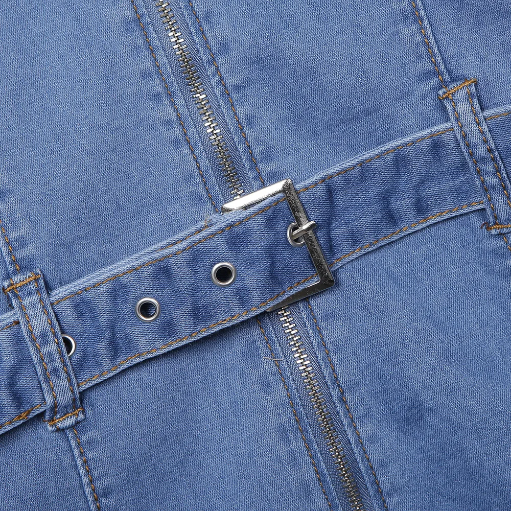 Streetwear fashion 2019 cotton denim shorts jumpsuit Women zipper pocket short sleeve jeans playsuits denim romper with belt
Streetwear fashion 2019 cotton denim shorts jumpsuit Women zipper pocket short sleeve jeans playsuits denim romper with belt