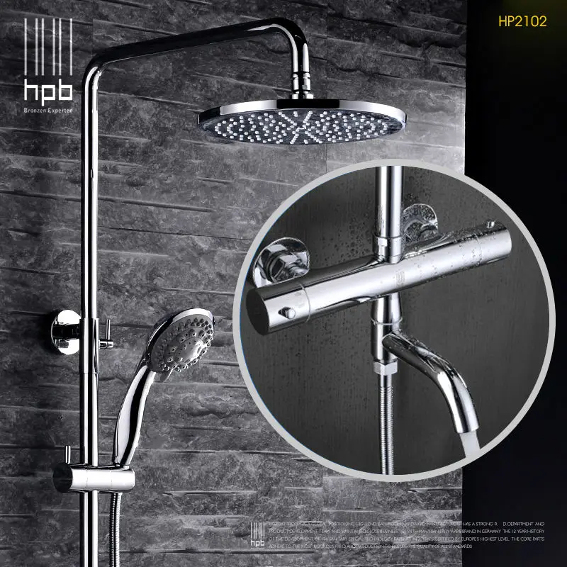 HPB Brass Thermostatic Bathroom Hot And Cold Water Mixer Bath Shower Set Faucet torneira banheiro Shower Head HP2102
HPB Brass Thermostatic Bathroom Hot And Cold Water Mixer Bath Shower Set Faucet torneira banheiro Shower Head HP2102