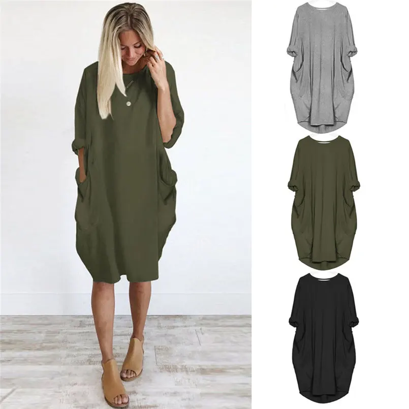 2018 Hot Sale Autumn Winter Womens Fashion Pocket Loose Dress Ladies Solid Crew Neck Casual Long Tops Dress Plus Size vestido 30
2018 Hot Sale Autumn Winter Womens Fashion Pocket Loose Dress Ladies Solid Crew Neck Casual Long Tops Dress Plus Size vestido 30