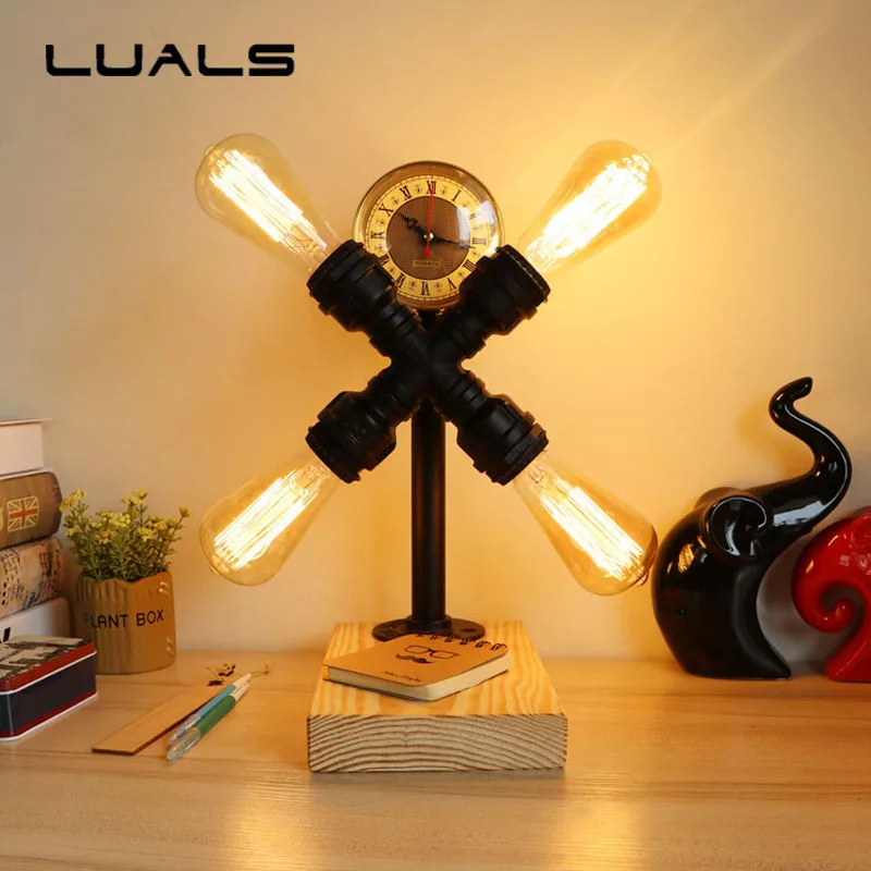 Edison Retro Table Lamp Creative Wooden base Mesa Deco Desk Lamp Industrial Style Water Pipes Desk Light 4 Lamp Indoor Lighting
Edison Retro Table Lamp Creative Wooden base Mesa Deco Desk Lamp Industrial Style Water Pipes Desk Light 4 Lamp Indoor Lighting