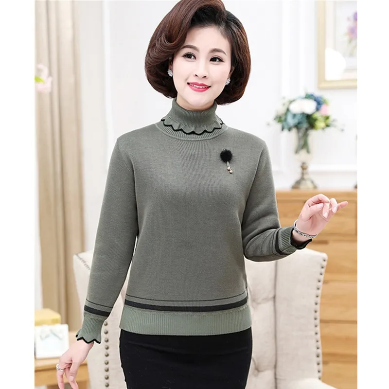 Autumn Winter Warm turtleneck Pullovers Sweater Middle-Aged Women Plus velvet Wool Sweaters Female Plus size Knitting shirt W298
Autumn Winter Warm turtleneck Pullovers Sweater Middle-Aged Women Plus velvet Wool Sweaters Female Plus size Knitting shirt W298