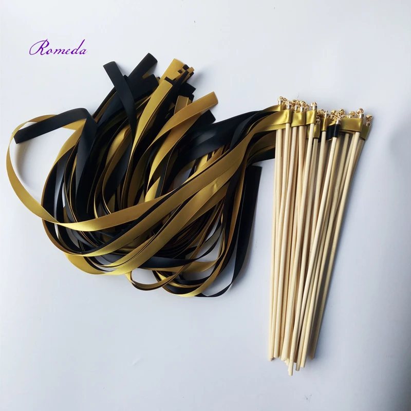 Newest Style 50pcs/lot Gold Ribbon wedding wands with gold bell for wedding decoration
Newest Style 50pcs/lot Gold Ribbon wedding wands with gold bell for wedding decoration