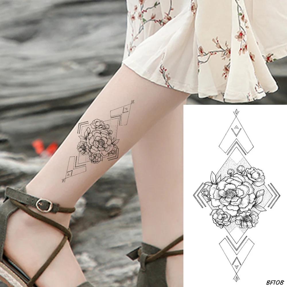 Pencil Sketch Temporary Women Black Tattoo Geometric Floral Arm Art Tattoo Stickers Triangle Lotus Bracelet Fake Tatoos 3D Ankle
Pencil Sketch Temporary Women Black Tattoo Geometric Floral Arm Art Tattoo Stickers Triangle Lotus Bracelet Fake Tatoos 3D Ankle