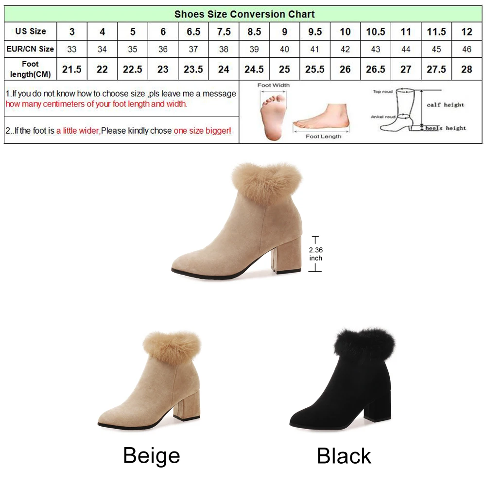 ANNYMOLI Winter Ankle Boots Shoes Women Real Rabbit Fur Short Boots Square Heel Boots Zipper Pointed Toe Footwear Black Beige
ANNYMOLI Winter Ankle Boots Shoes Women Real Rabbit Fur Short Boots Square Heel Boots Zipper Pointed Toe Footwear Black Beige