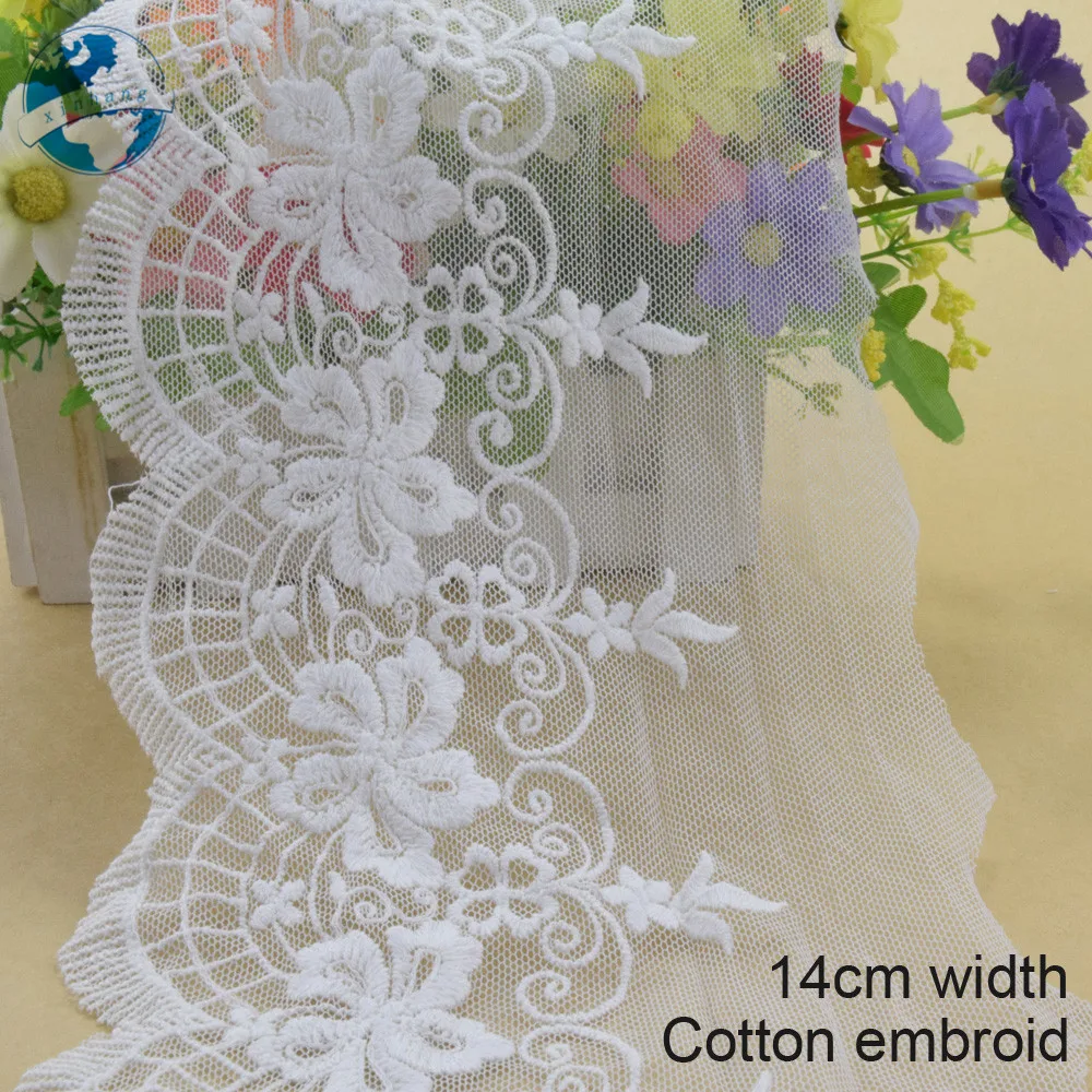 10yards 14cm Wide Cotton Embroidery Lace Sewing Ribbon Guipure Trim Fabric Knitting DIY Wedding Curtain Garment Accessories#3136
10yards 14cm Wide Cotton Embroidery Lace Sewing Ribbon Guipure Trim Fabric Knitting DIY Wedding Curtain Garment Accessories#3136