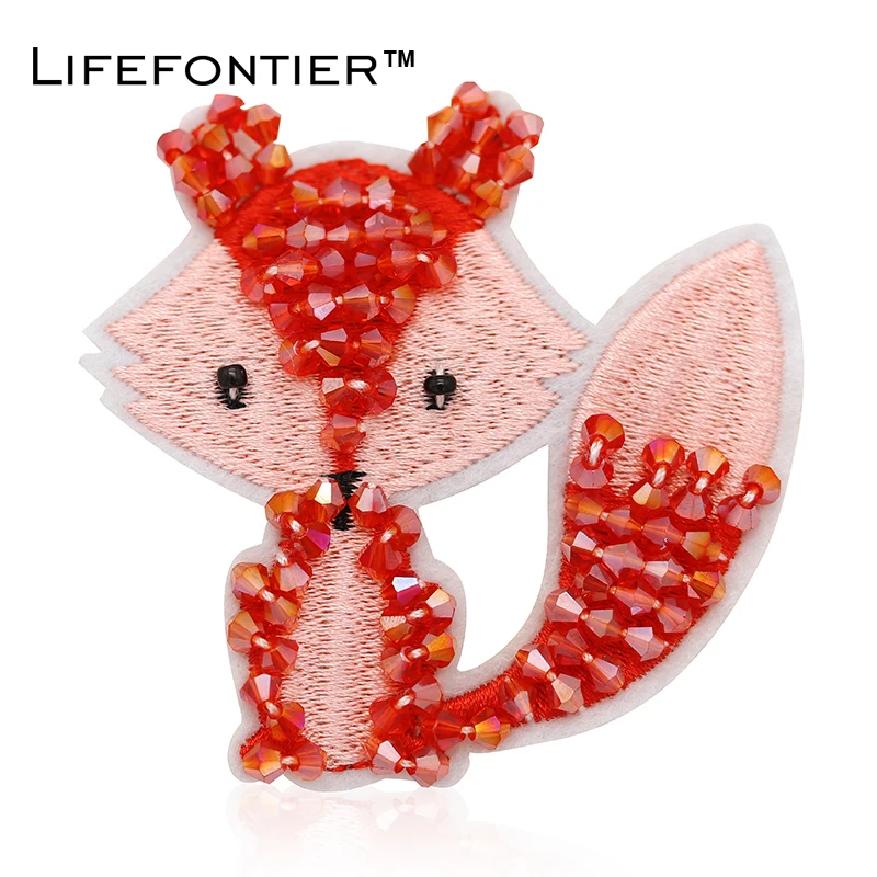 Lifefontier Кристалл Броши с лисой для женщин ткань вышивка Булавки животными девушки