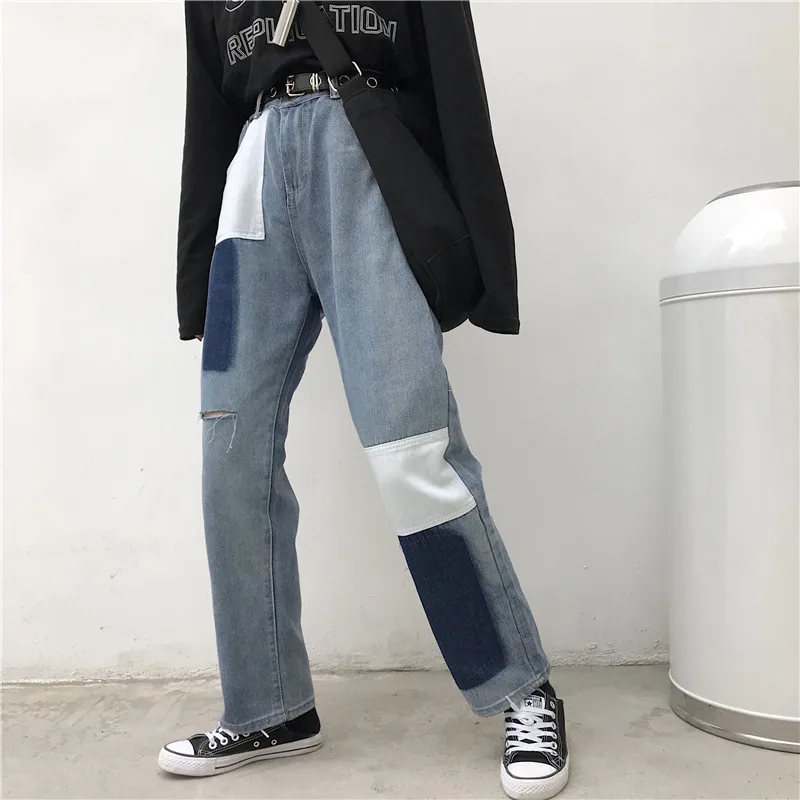 Женская одежда ulzzang harajuku BF с аппликацией повседневные корейские женские брюки