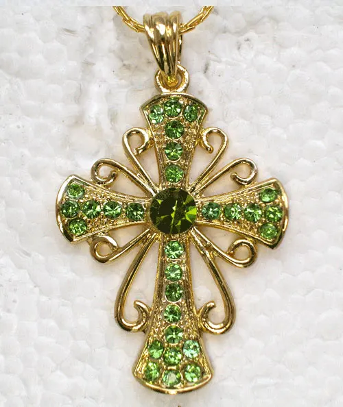 Golden Green Rhinestone Cross Fashion Pendant Necklaces Chain Jewelry F167 K2
Golden Green Rhinestone Cross Fashion Pendant Necklaces Chain Jewelry F167 K2