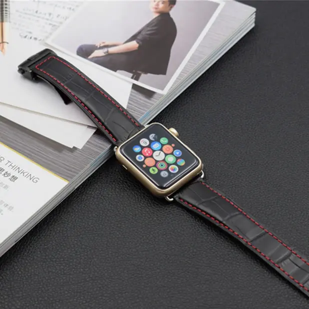 Для Apple iWatch серии запястье браслет подлинной складной пряжкой кожаные ремешки