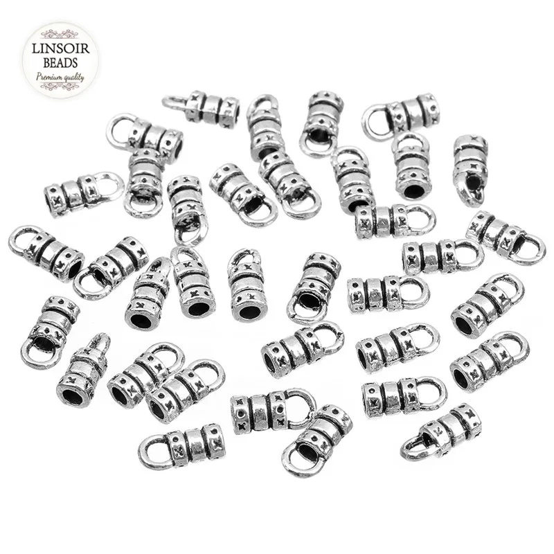 LINSOIR 100pcs/lot Antique Silver Bead Caps 2mm Tassels End Fit DIY Handmade Leather Cord Necklace Jewelry Making Findings | Украшения и