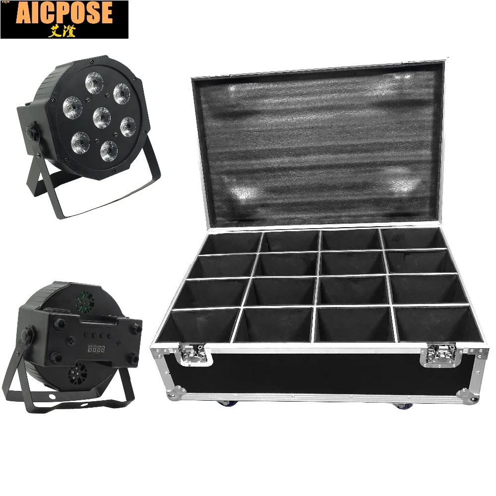 16 шт. 7x18 Вт led Par огни RGBWA UV 6в1 плоский par dmx512 Дискотека профессиональный